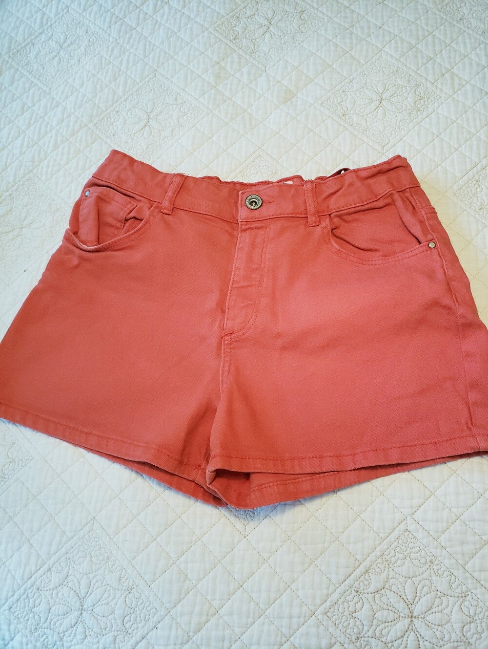 Zara Girls 13/14 Dark Orange / Light Red Stretch Cotton Shorts